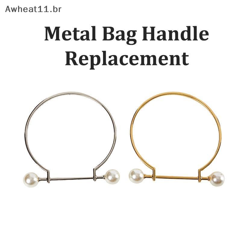 Awheat11 Alça De Bolsa De Metal Substituição Braets Alças DIY Feito À Mão Para Fazer Moda Imitação Pérola Círculo Acessó