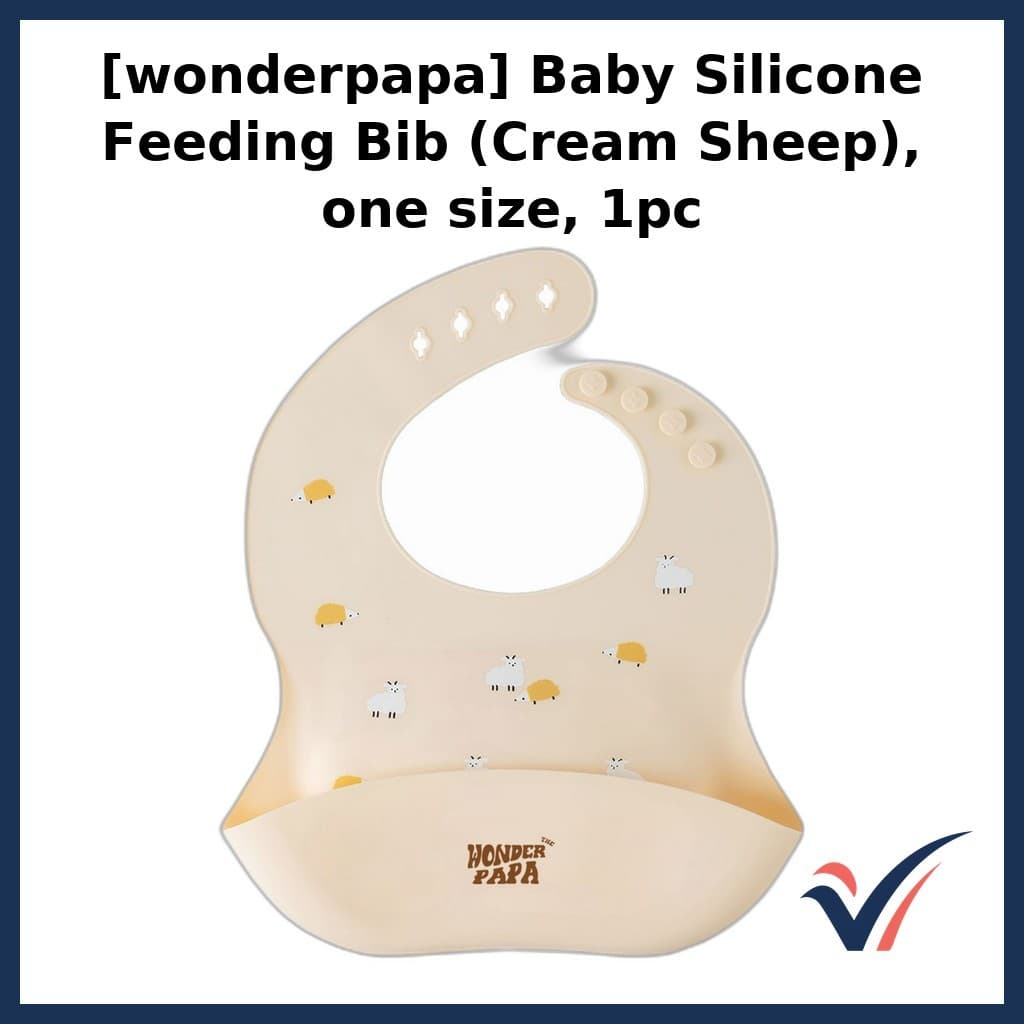 [wonderpapa] Babador De Alimentação De Silicone Para Bebê (Ovelha Creme) , Tamanho Único , 1 Unidade/Coreano/De Fácil Li