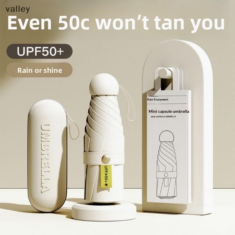 [VLY] Guarda-Chuva Cápsula Portátil De Camada Dupla UPF50 Plus Proteção Solar UV Bloing Sol Para Caminhadas E Viagens Ao