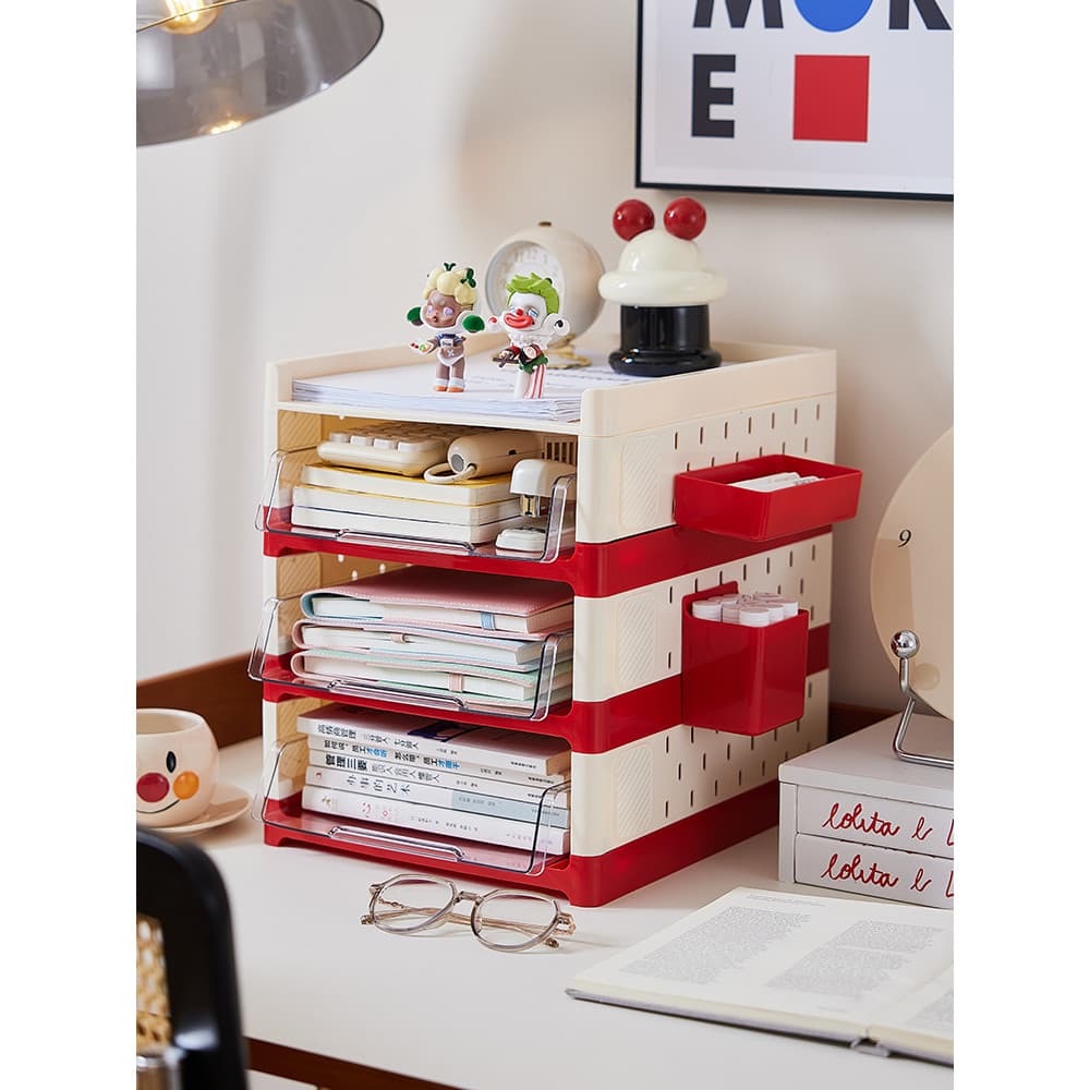 Gaveta de mesa rack de armazenamento mesa arquivo de escritório organizador de plástico Multi-camada buraco placa gaveta