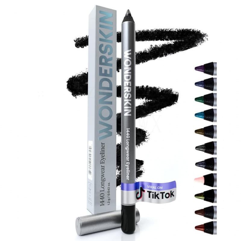 Lápis Delineador WonderEyelinerPencil, 1440 Longwear Deepk Eyeliner Pencil - À prova d'água, apontável e à prova de borr