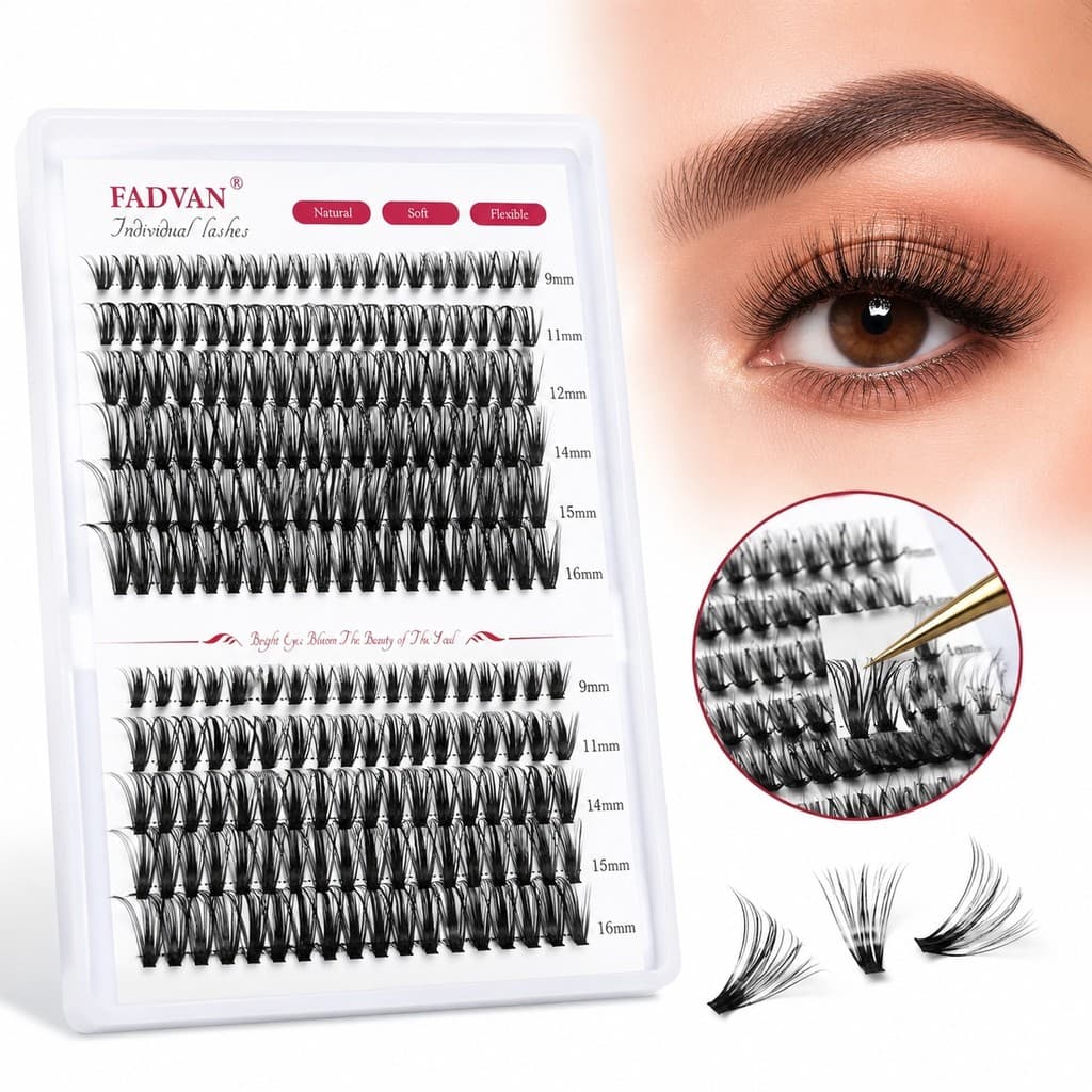 Kit Cílios FADVAN 280 Fios Individualizados Volume 30D+40D e Natural 10D+20D - Alongamento Efeito Mega Chicote