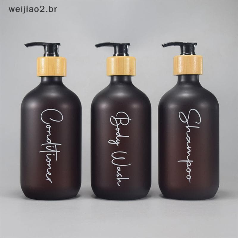 weijiao2 . BR Conjunto Dispensador De Sabão Plástico Recarregável Para Bancada De Banheiro