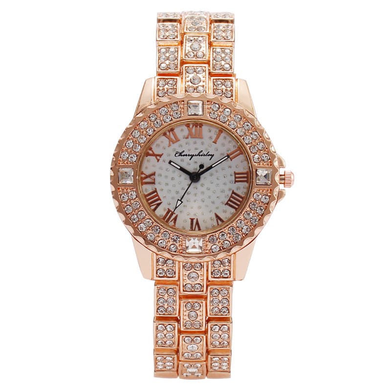 Moda diamante strass senhoras relógio feminino relógio de quartzo padrão romano escala relógio feminino