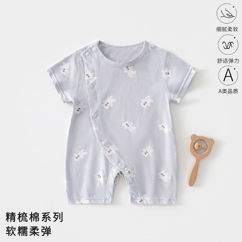 Verão roupas de bebê puro algodão estilo fino bebê manga curta macacão recém-nascido curto passeio roupas roupas verão