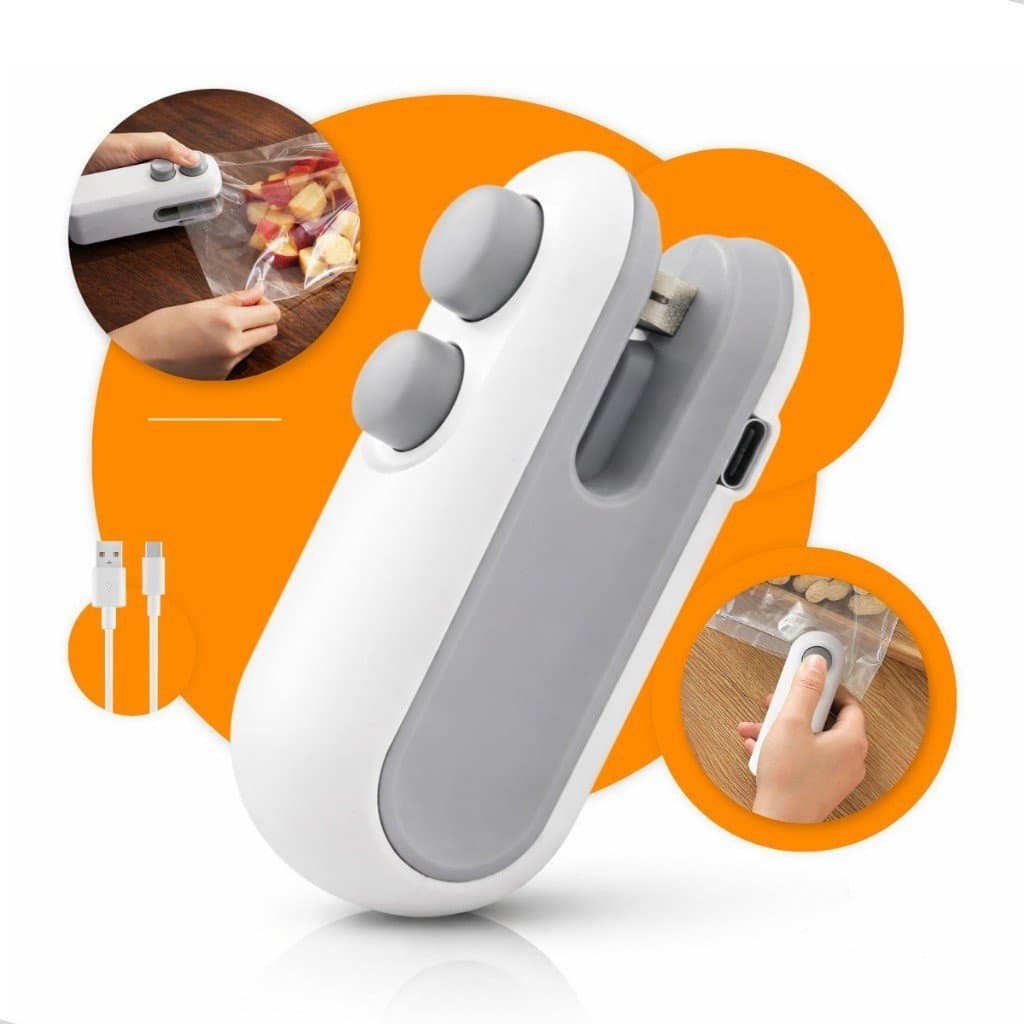 Mini Seladora Portátil 2 Em 1 Saco Plástico Embalagem Carregamento Usb Elétrica