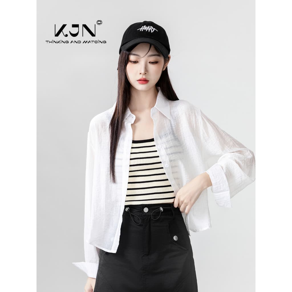 Branco leve protetor solar camisa feminina verão 2026 novo estilo estilingue camisa exterior jaqueta de manga comprida C