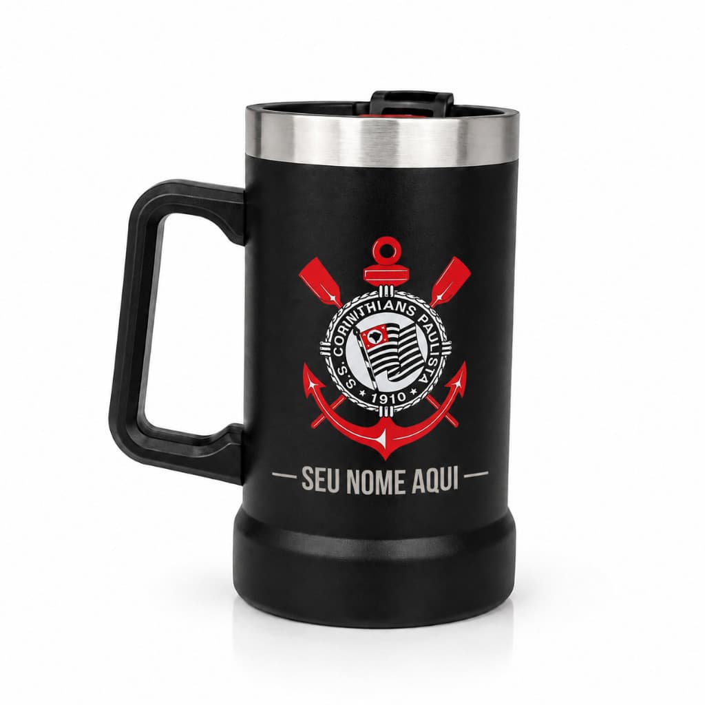 Caneca Corinthians Personalizada Térmica 720ml Aço Inox Parede Dupla