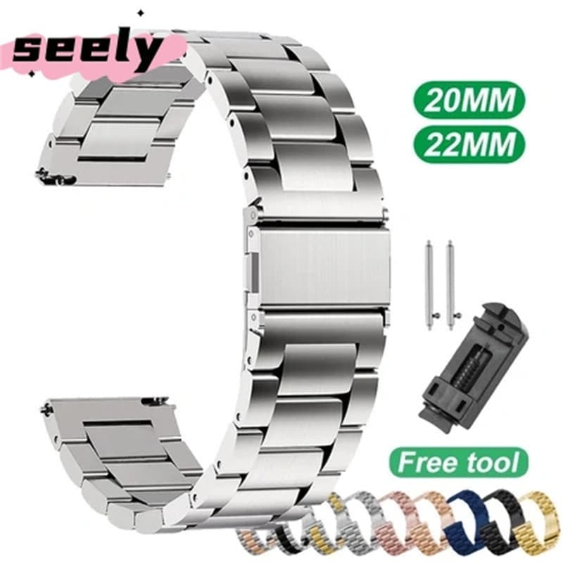 Pulseira De Relógio De Aço Inoxidável De 20mm 22mm Para Samsung Galaxy Watch 6/4/5/Pro/Clássico 45mm 44mm Correa HUAWEI