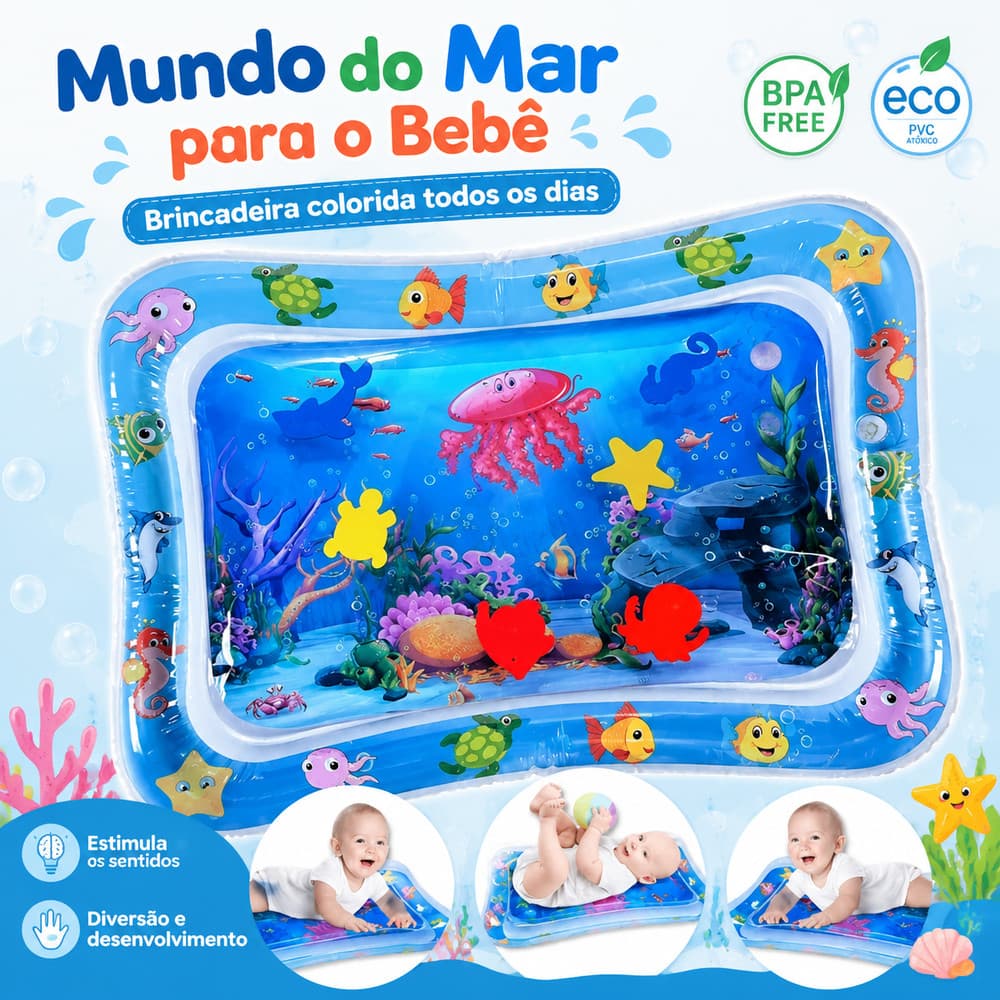 Brinquedo Tapete Água Inflável Sensorial Infantil Almofada Atividade Estímulo Bebê Versátil Para Menino e Menina