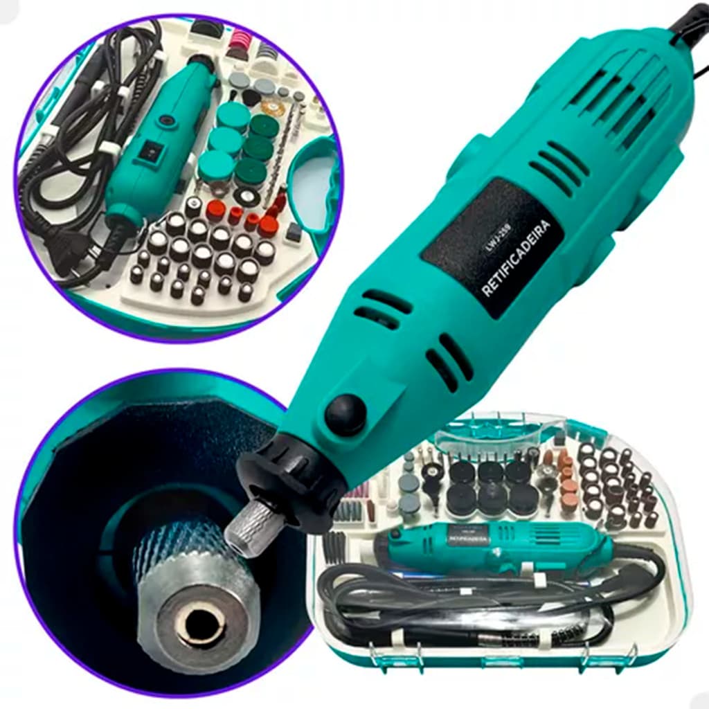 Mini Retífica Completa C/ 128 Acessórios - C7INTEGRA