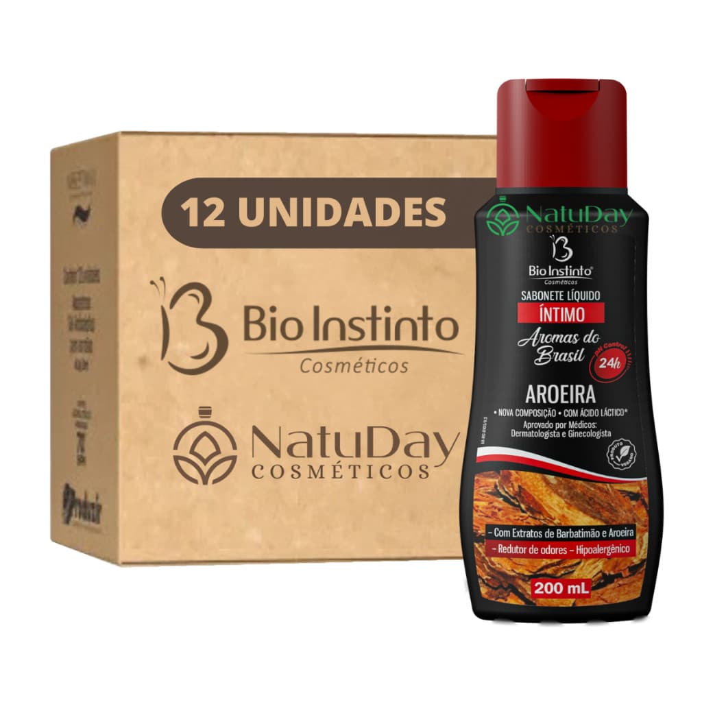 12 Sabonete Líquido Íntimo Aroeira 200 Ml Bio Instinto