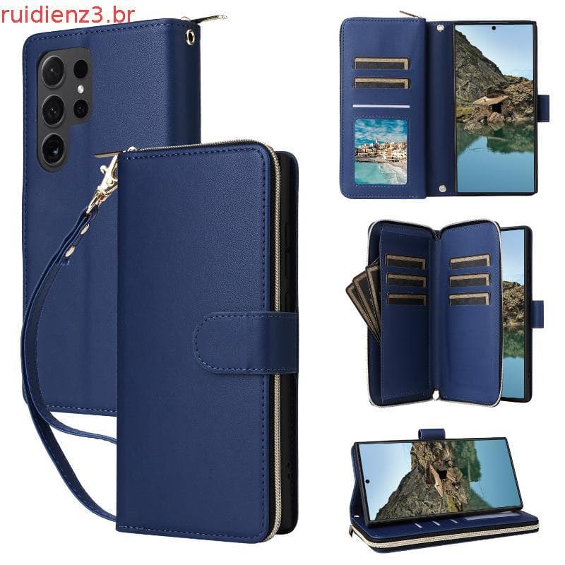Capa Carteira Com Zíper Para iPhone 15 14 13 12 11 Pro Max 7 8 6 6s Plus SE 2020 2022 SE2 SE3 X XR XS Flip De Couro Comp