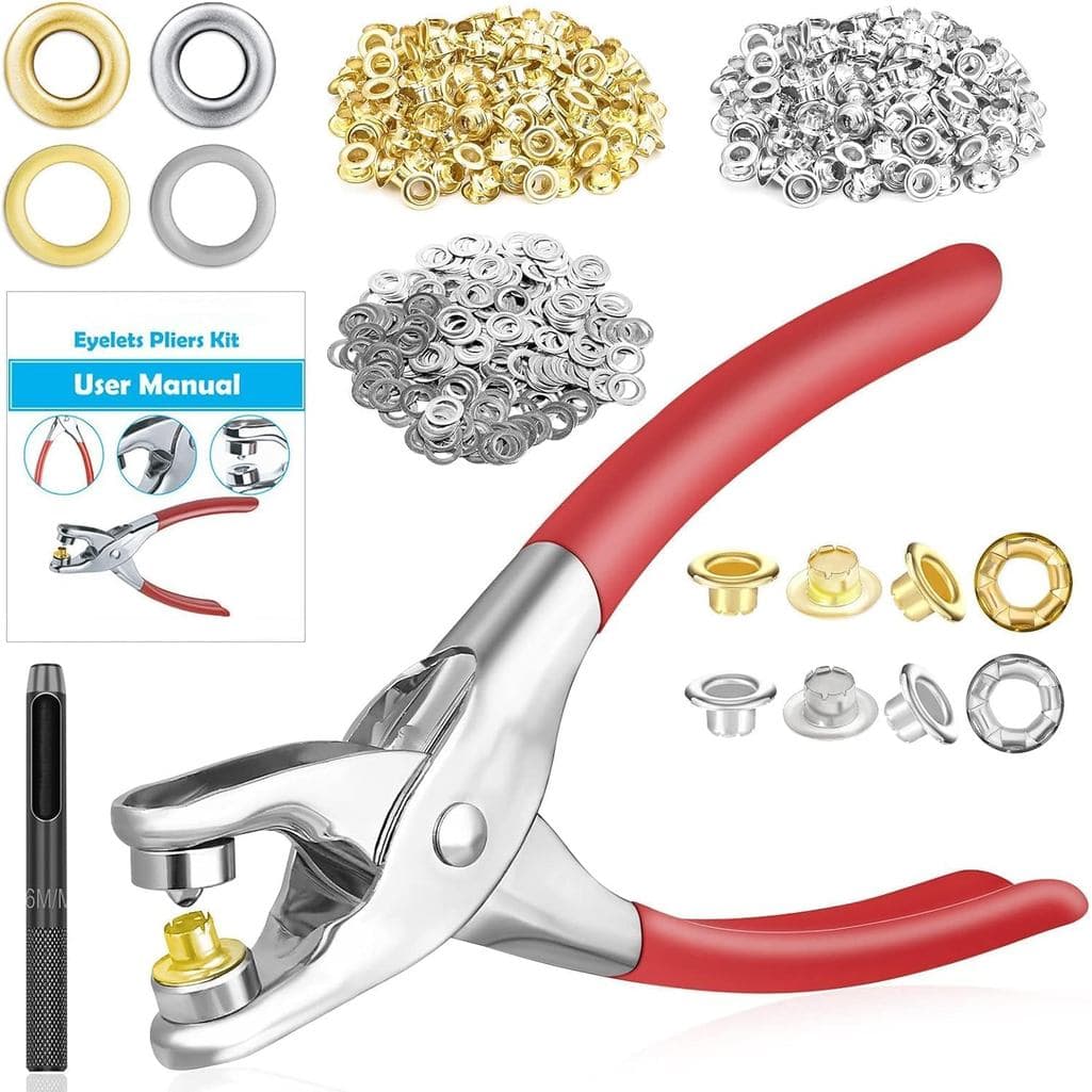 Kit de alicates para ilhós de 803 peças, kit de ferramentas para ilhós de 1/4 de polegada, com 800 ilhós de metal, kit d