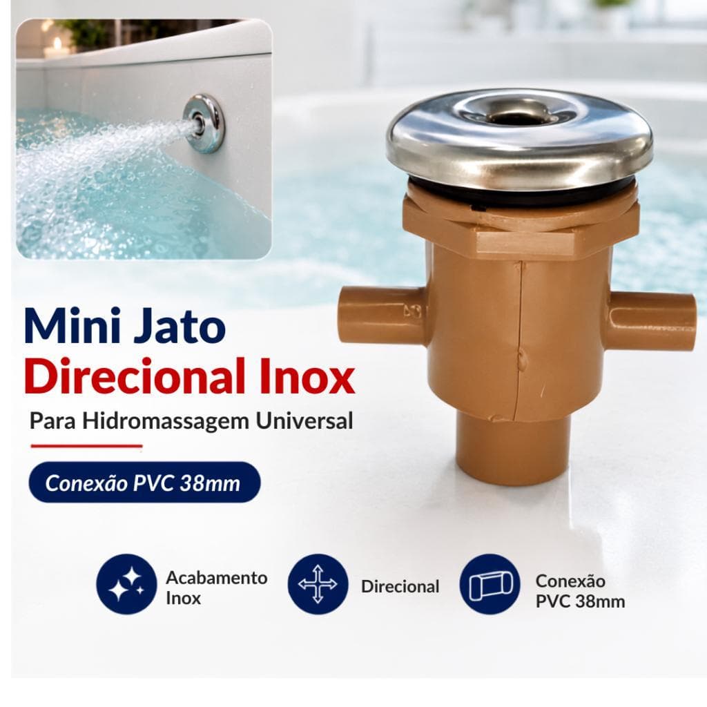Mini Jato Hidromassagem Com Tampa Inox Para Banheira Ofurô E Spa
