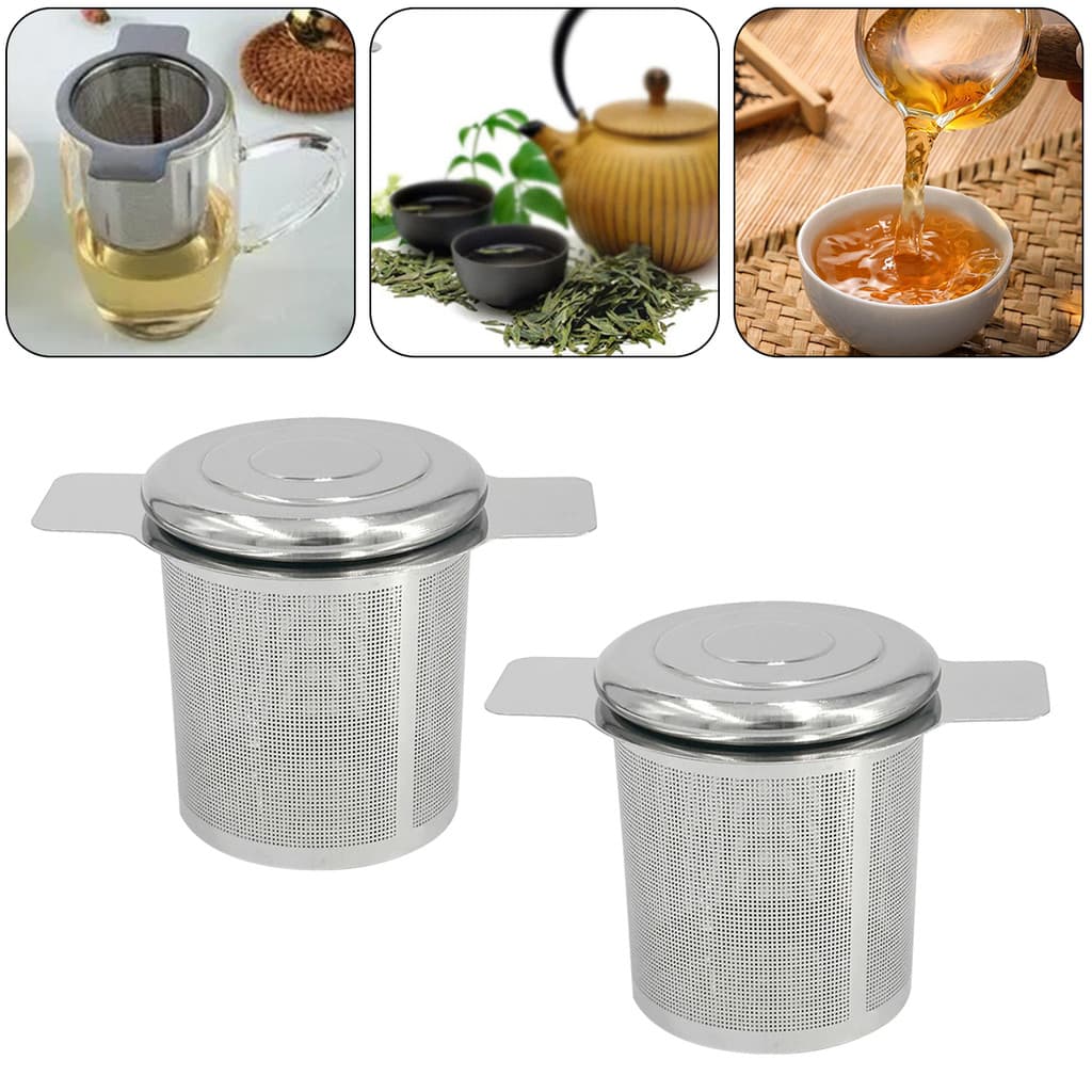 [layonora] 2 Pçs/Lote Coador De Chá Infusor Inoxidável Com Tampa Reutilizável Venda Quente Teaware Beber Suave Sem Resíd