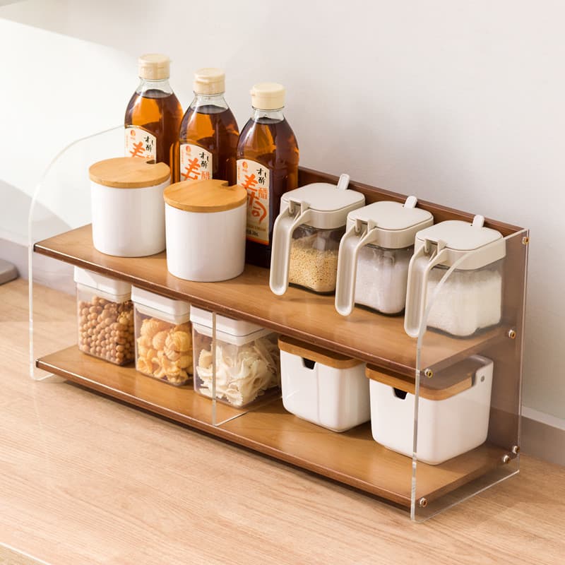 Prateleira de cozinha condimento prateleira bancada multifuncional condimento doméstico sal condimento Jar acrílico Rack