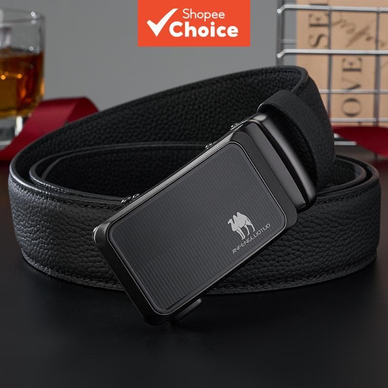 Cinto De Couro De Grão Integral Genuíno Masculino Fivela Automática Negócios Formal Elegante Calças