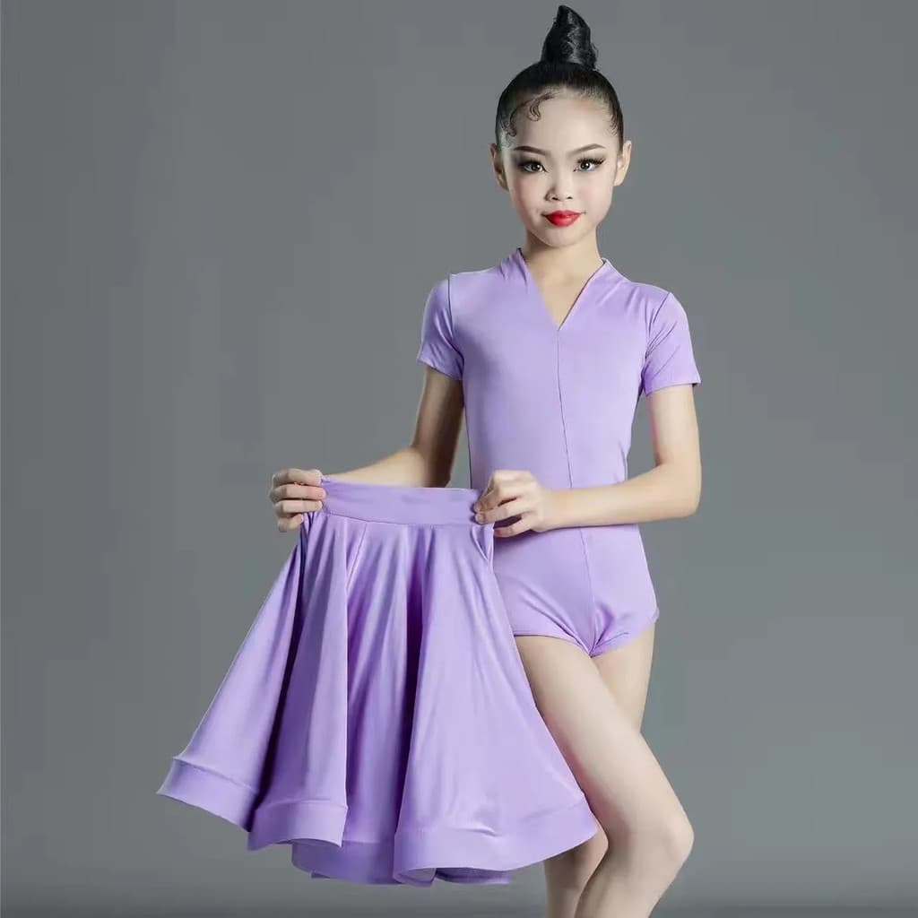 [WDF] Multicolorido opcional, traje de desempenho de tamanho padrão para exame de dança latina para meninas, tecido elás