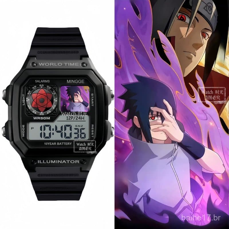 Relógio Naruto popular, relógio eletrônico esportivo para estudantes, mercadoria de anime, à prova d'água, silencioso, c