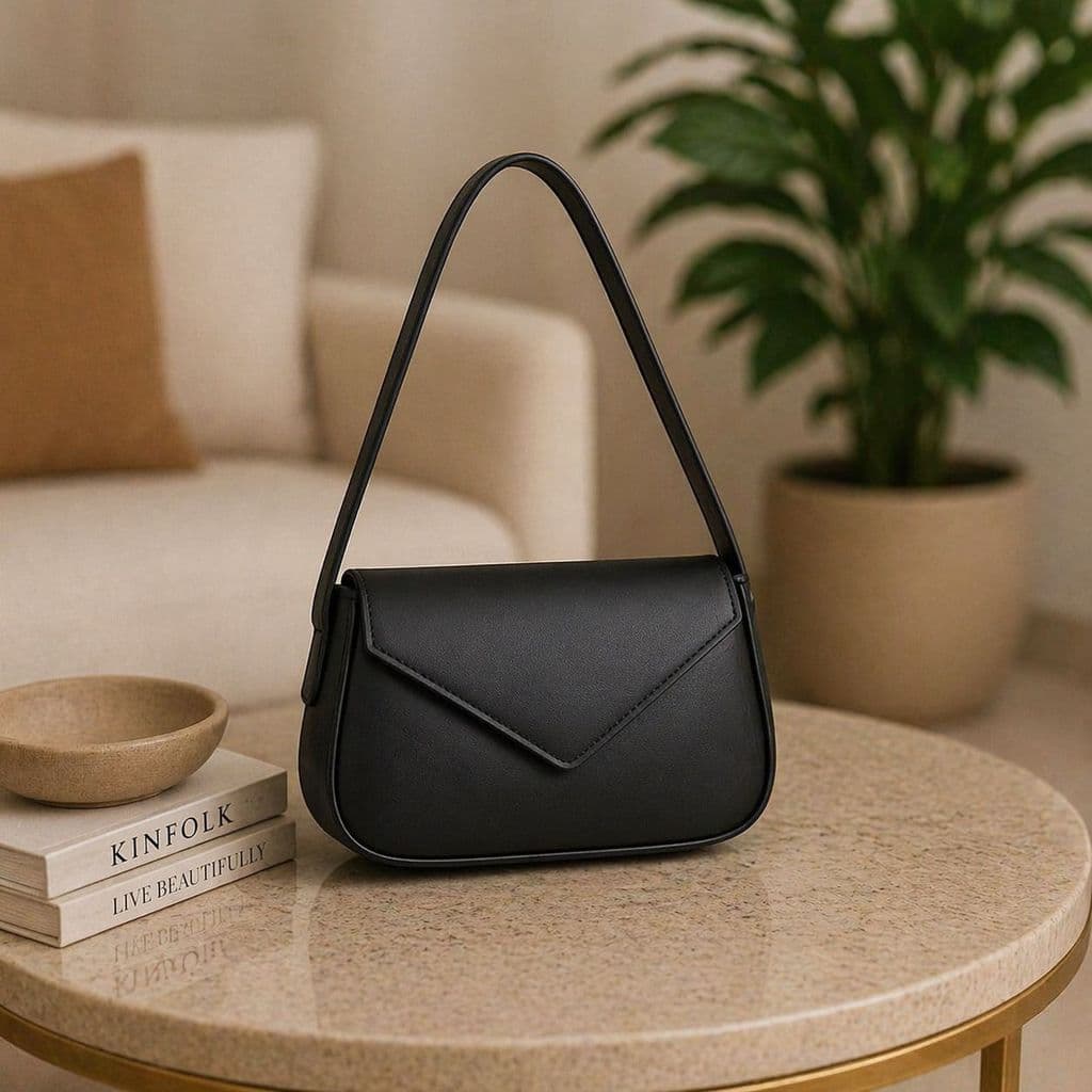 Bolsa de Ombro Elegante para Mulheres com Alça Ajustável e Aba em Forma de V N7TO