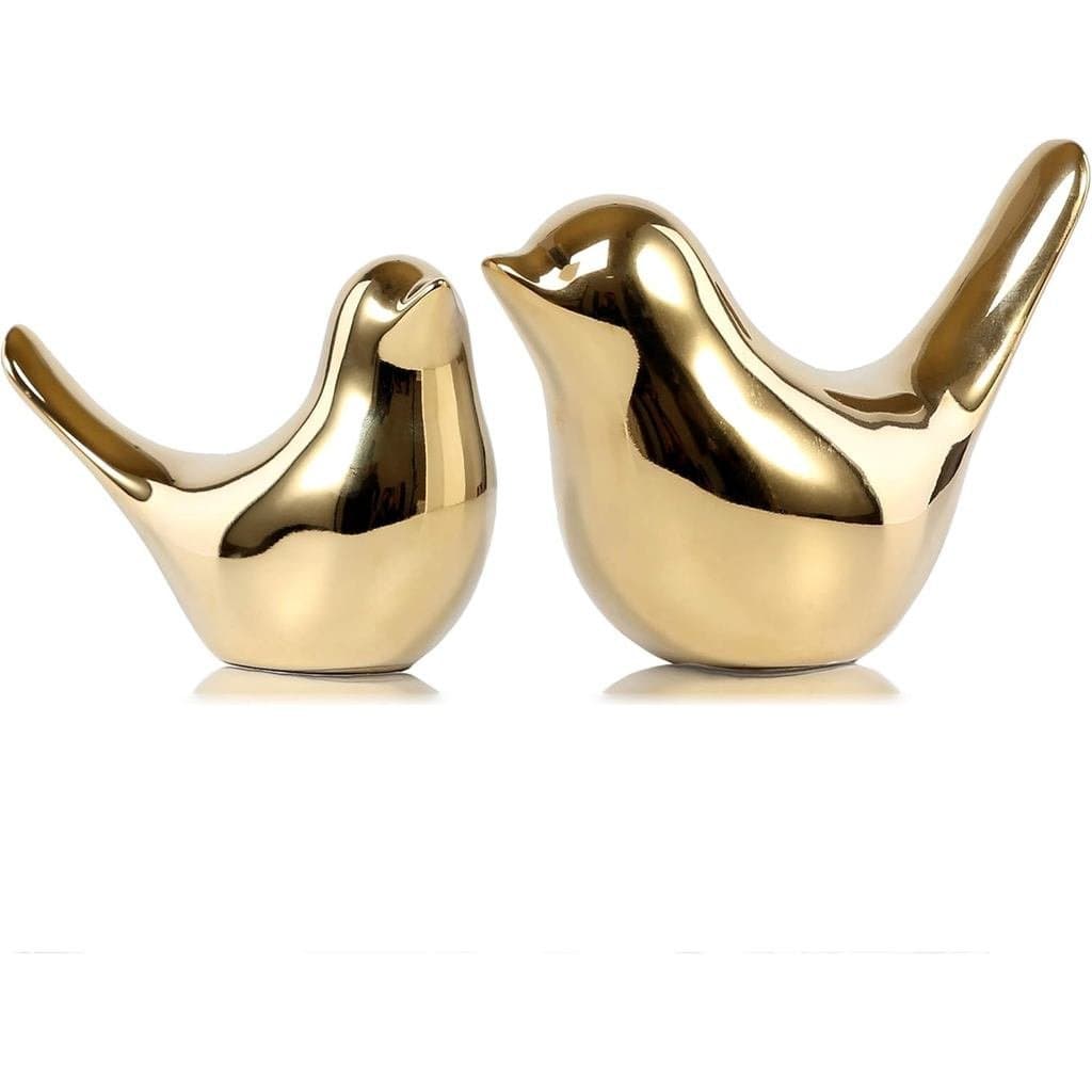 FANTESTICRYAN Estátuas de Pássaros Pequenos Douradas, Decoração Moderna para Casa, Ornamentos Decorativos para Sala de E