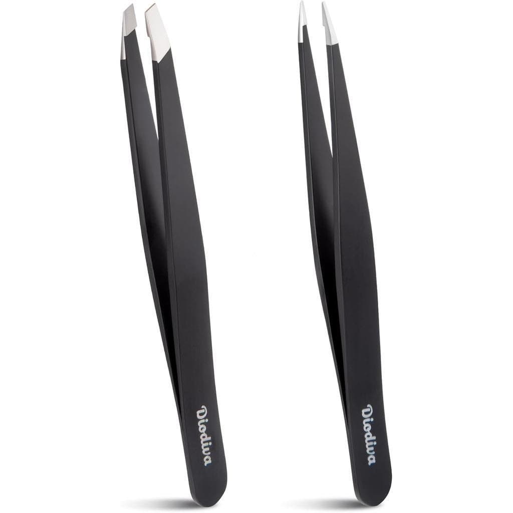Conjunto de 2 Peças de Pinças para Sobrancelhas para Remoção de Pelos Faciais, Pinças com Ponta Oblíqua e Pontiaguda, Ad