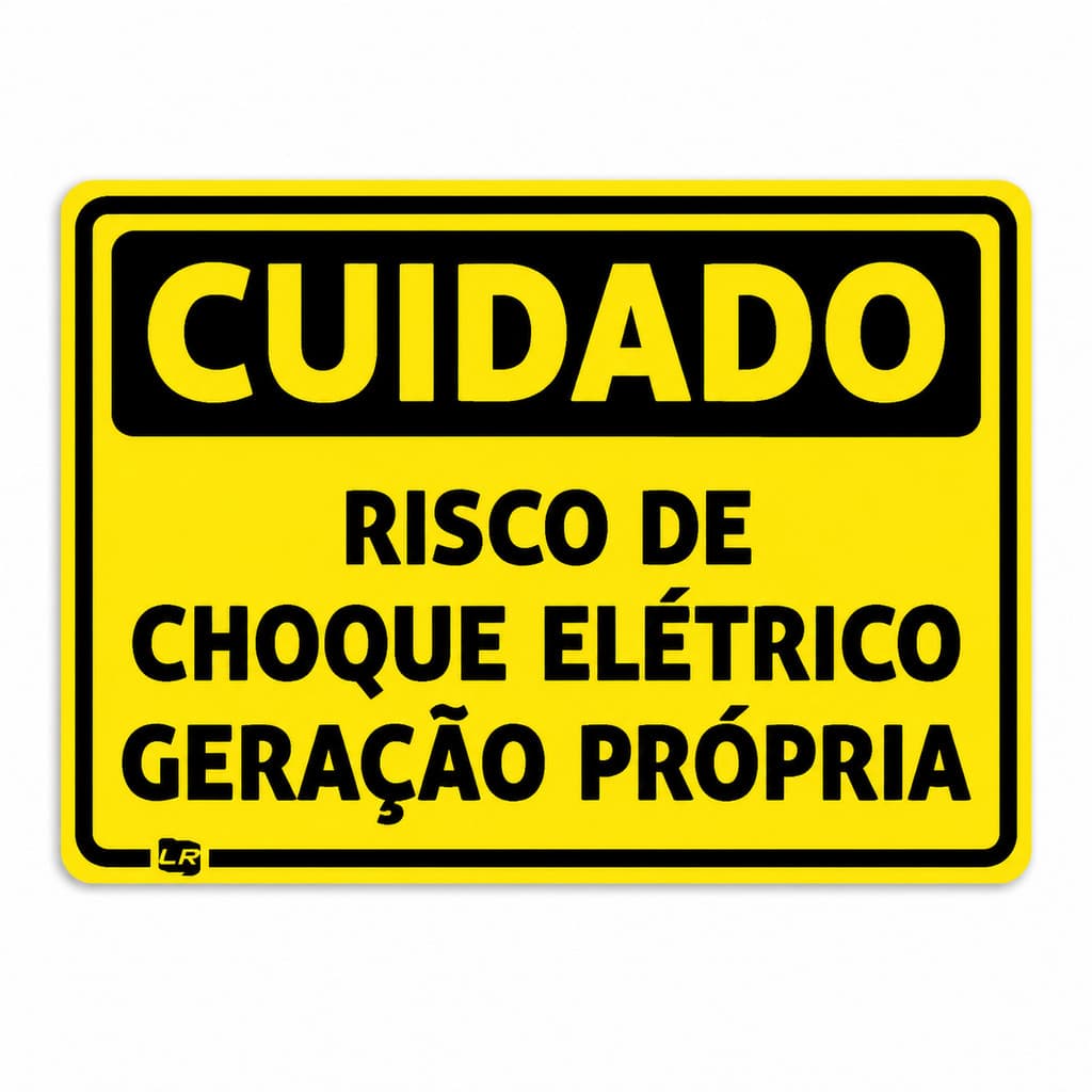 5 Placas Cuidado Risco De Choque Geração Própria 19X13cm
