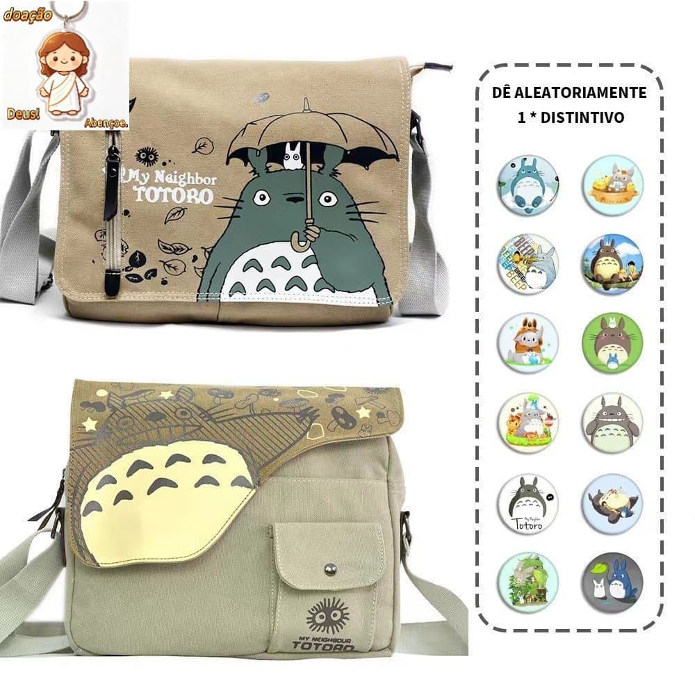 Bolsa Transversal de Anime My Neighbor Totoro em Lona Cosplay 2025