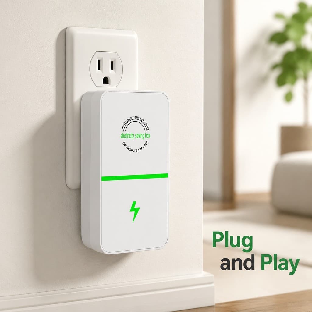 Dispositivo De Economia De Energia Inteligente Verde Branco De 1 Unidade Com Design De Plugue Lateral Para Tomadas Inter