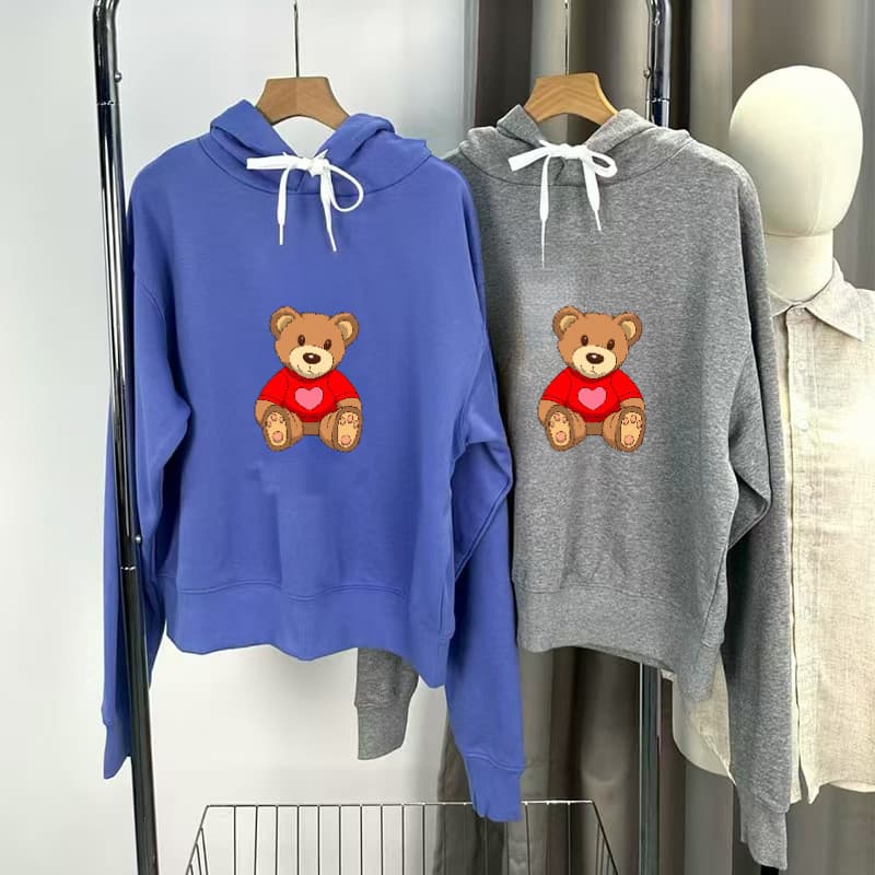 Moletom Engraçado e Estiloso com Estampa de Urso de Desenho Animado, Moletom de Fleece, Suéteres para Homens e Mulheres,