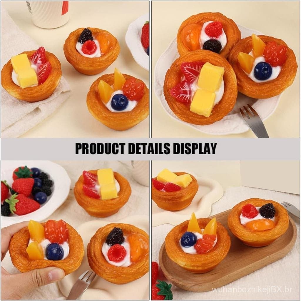 Ímãs de Geladeira Realistas em Forma de Tarte de Ovo TIDTALEO, Conjunto de 3 Peças, Decoração de Padaria em PU, Modelo d
