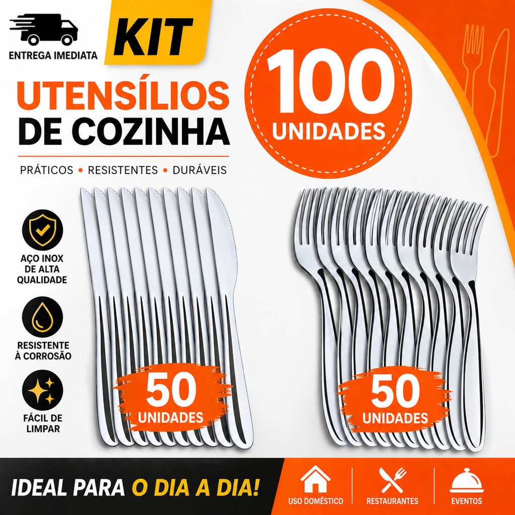 COMBO TALHERES 100/76/50/36 Kit Talheres Inox Premium para Cozinha