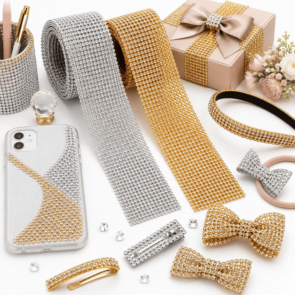 Manta de Strass AA Termocolante em Fileiras Para Laços Tiaras Chinelos e Artesanato  Alto Brilho para Customização