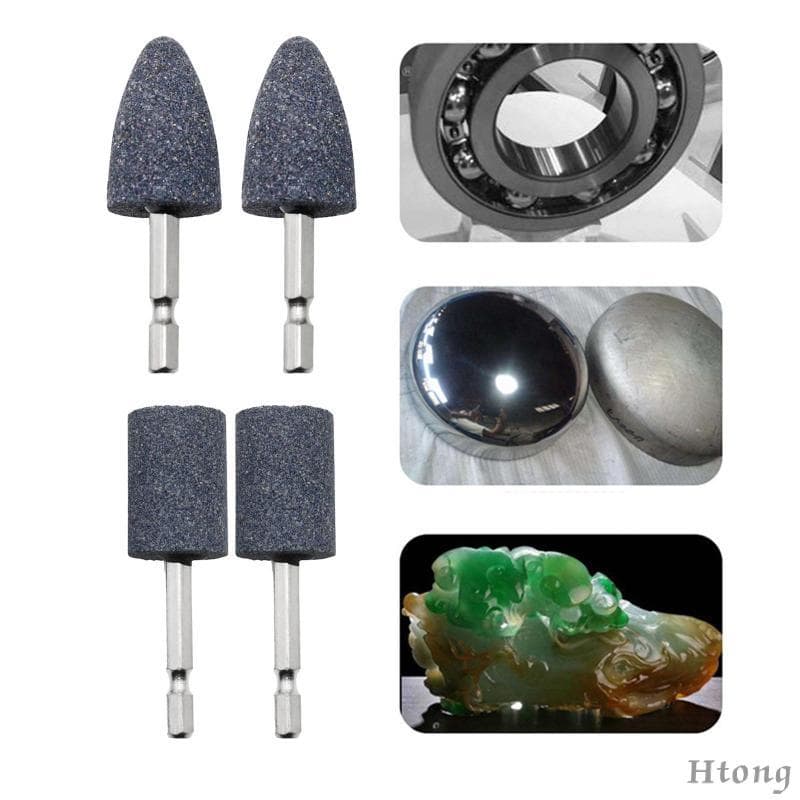 [Htong] 2 Peças De Cabeça De Afiar Rebolo Haste Hexagonal Ferramenta Elétrica De Precisão Portátil Em Corindo Marrom Par