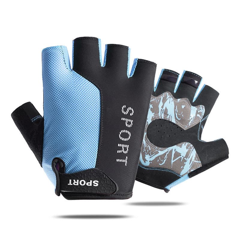 Luvas de ciclismo com absorção de impacto, luvas de verão de meio dedo para homens e mulheres, protetores de mão de dedo