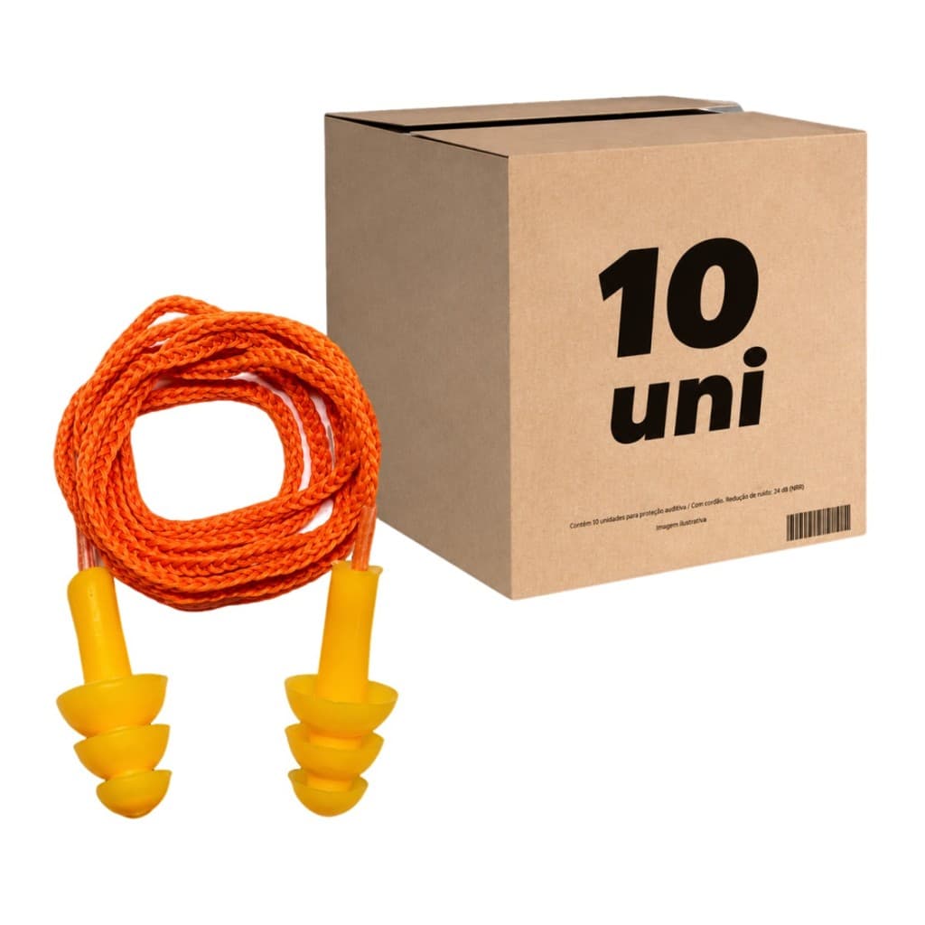 Kit 10 Protetor Auricular Auditivo Tipo Plug Silicone Epi com Ca