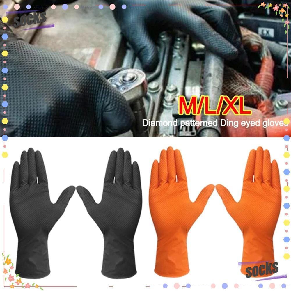 Meias 10pcs Luvas De Nitrilo , Com Descartáveis Resistentes Ao Desgaste Texturizadas De Diamante , Segurança