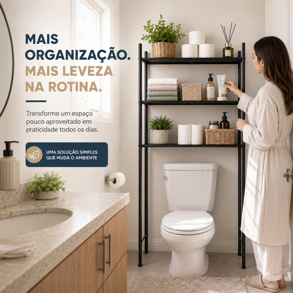 Rack Organizador Para Banheiro 3 Níveis Suporta 22 Kilos