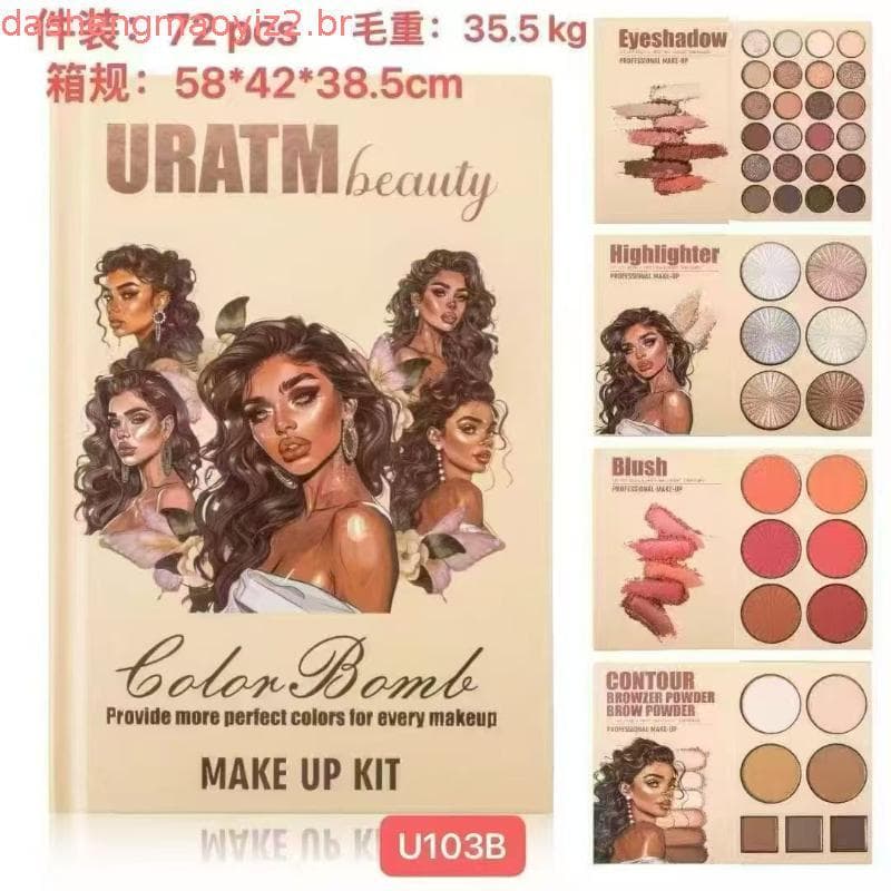 book de maquiagem 43 Cores 4 Páginas Livro Em Forma De Paleta De Sombra Matte Eyeshadow Glitter Contorno De Pigmento Pó