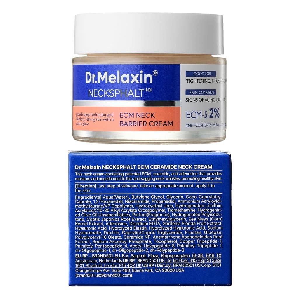 Creme Firmador para Pescoço Dr.Melaxin Necksphalt com ECM-5 20.000ppm, Creme Firmador e Lifting para Rugas e Pele Flácid