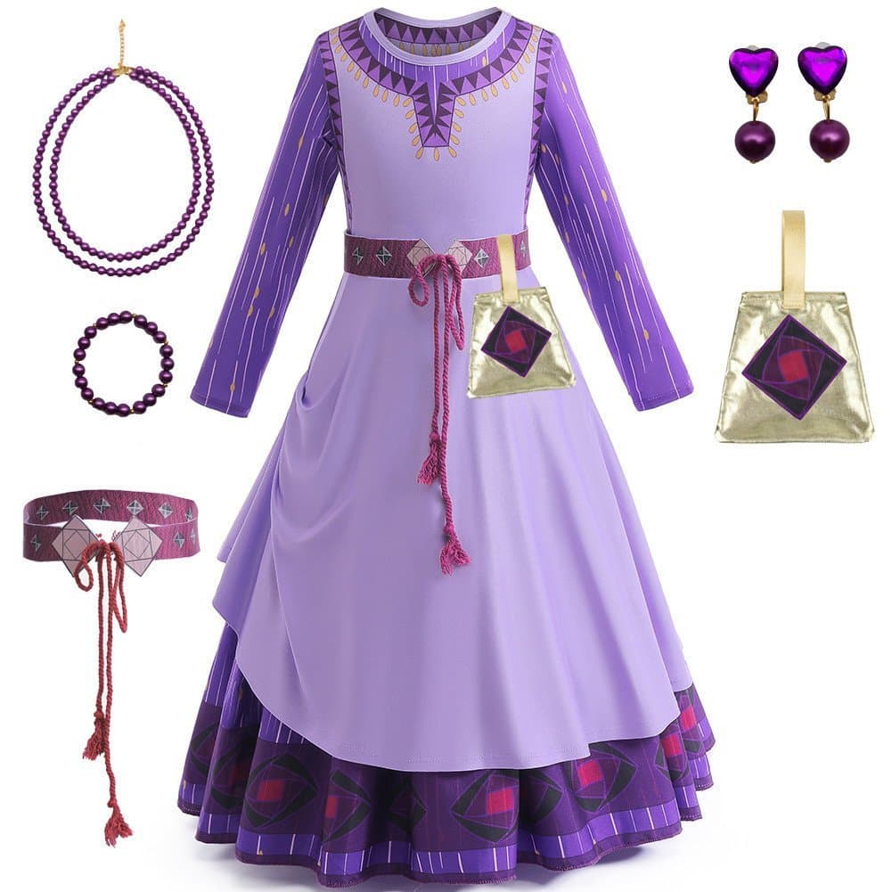 Fantasia Wish Asha para Meninas, Vestido de Princesa para Festa de Halloween, Carnaval, Natal, Cosplay TPOJ 6XWH