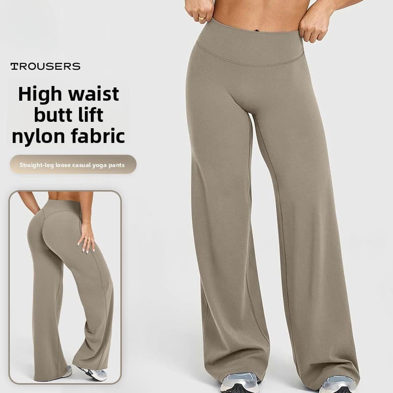 Calças de Cintura Alta com Efeito Levanta Bumbum, Largas e Soltas, para Esportes Casuais, Fitness ao Ar Livre e Yoga OKB