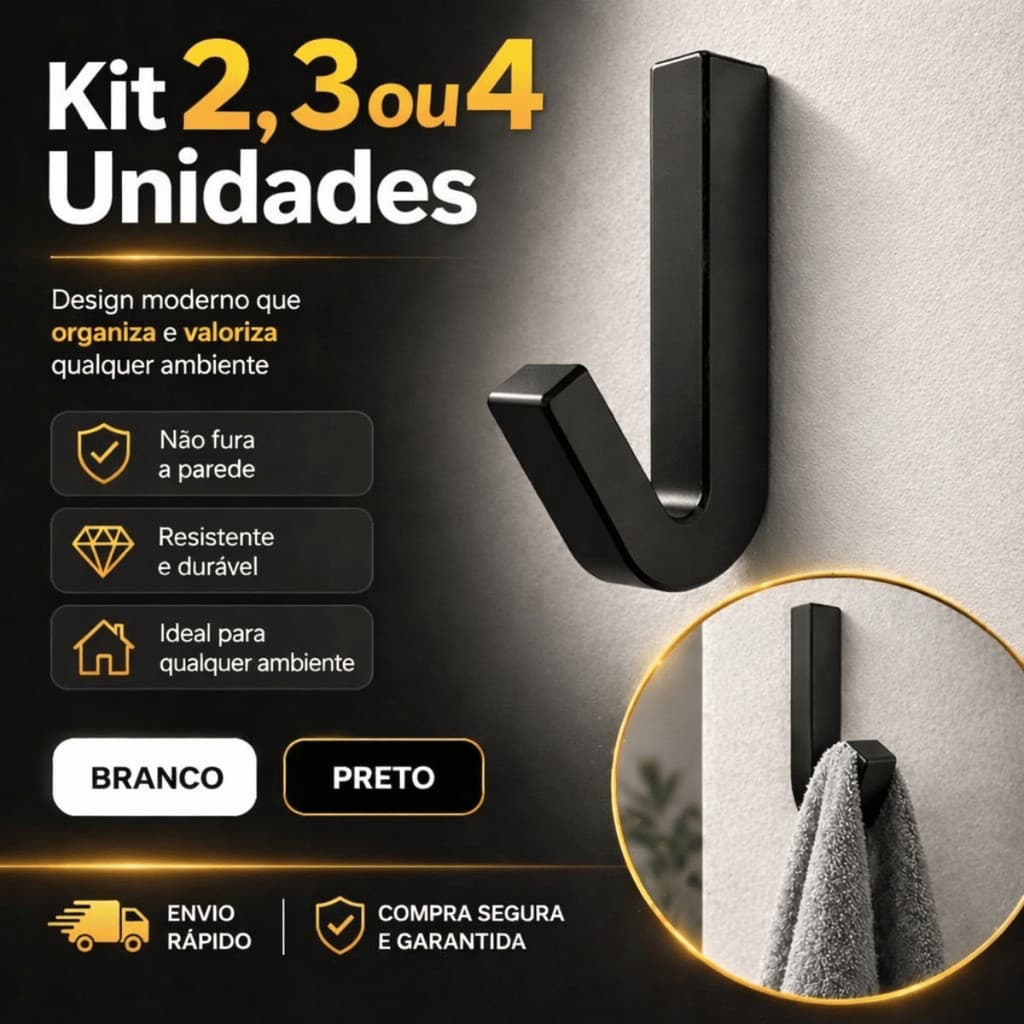 Ganchos de Parede Adesivo Sem Furo Kit Suporte Toalha Resistente Banheiro Cozinha Multiuso