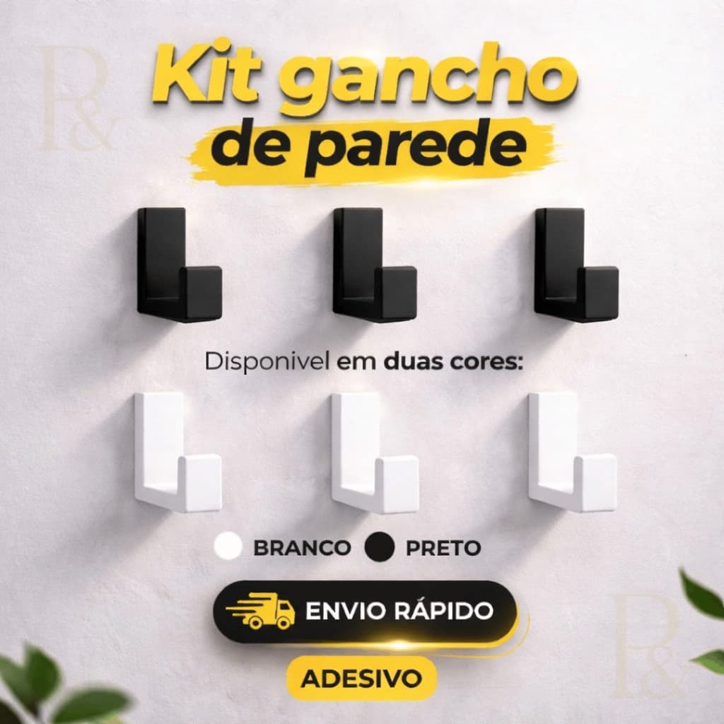 Kit Gancho Pendurador Cabide Adesivo Multiuso de Parede Para Toalhas Banheiro Bolsa