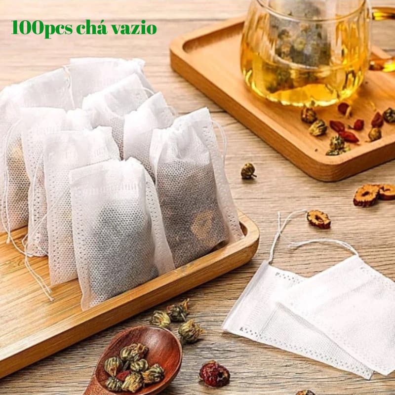 100 Pçs Saco De Ervas De Chá Descartável Corda Não Tecida Filtro Especiarias Cozinhar Sopa Fritar Embalagem De Medicina