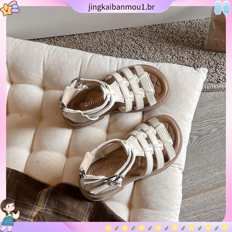 Meninas sandálias sola macia versão coreana 2025 verão novo estilo meninas sapatos romanos de alta qualidade sandálias d