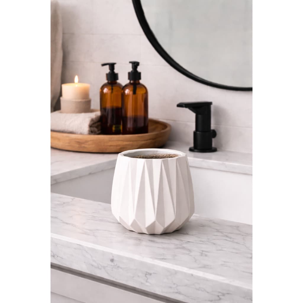 Vaso Decorativo Geométrico Branco Minimalista – Ideal para Sala, Escritório e Decoração Moderna