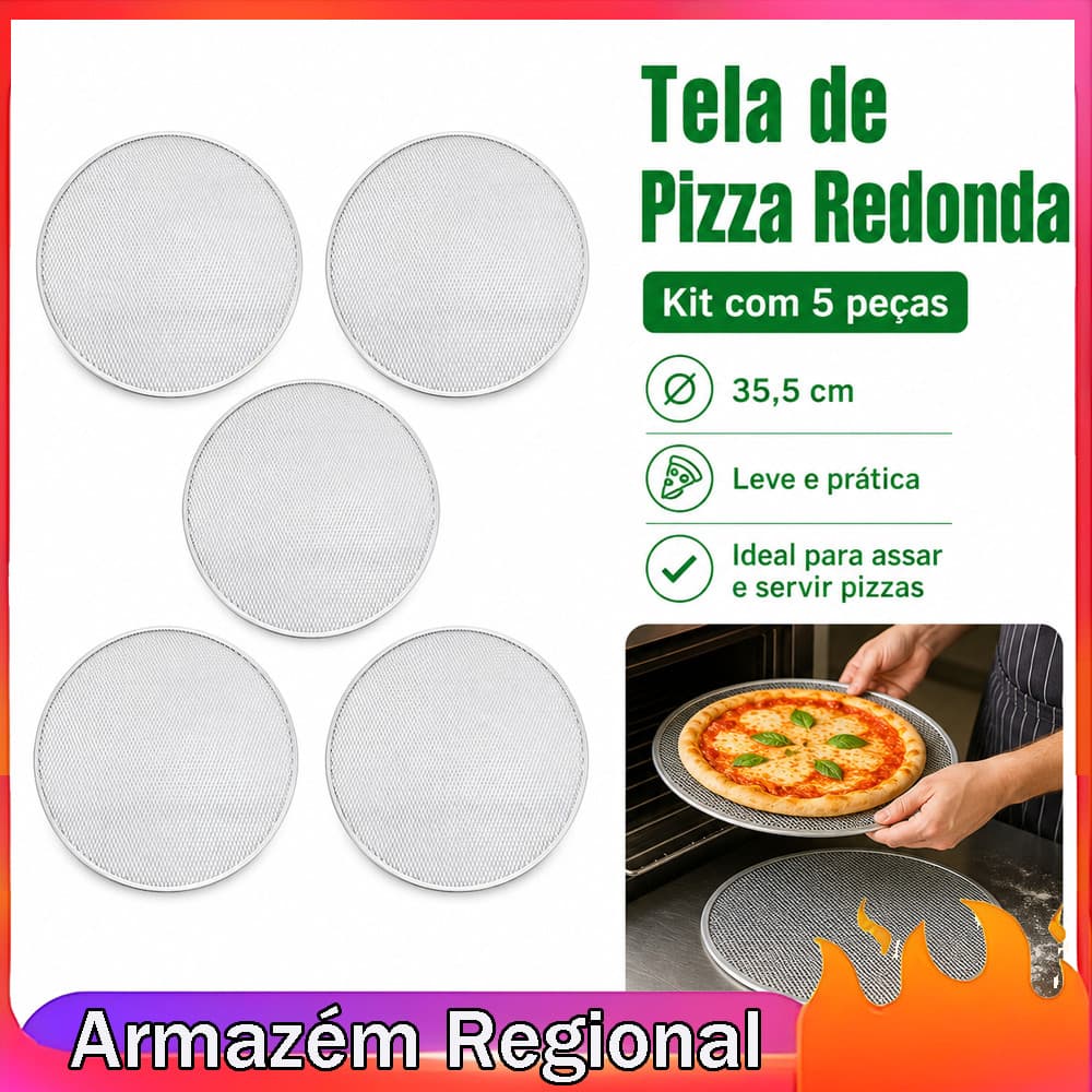 Conjunto de 5 peças respirável buraco redondo pizza assadeira único 35.5cm redondo comercial doméstico assadeira pizza