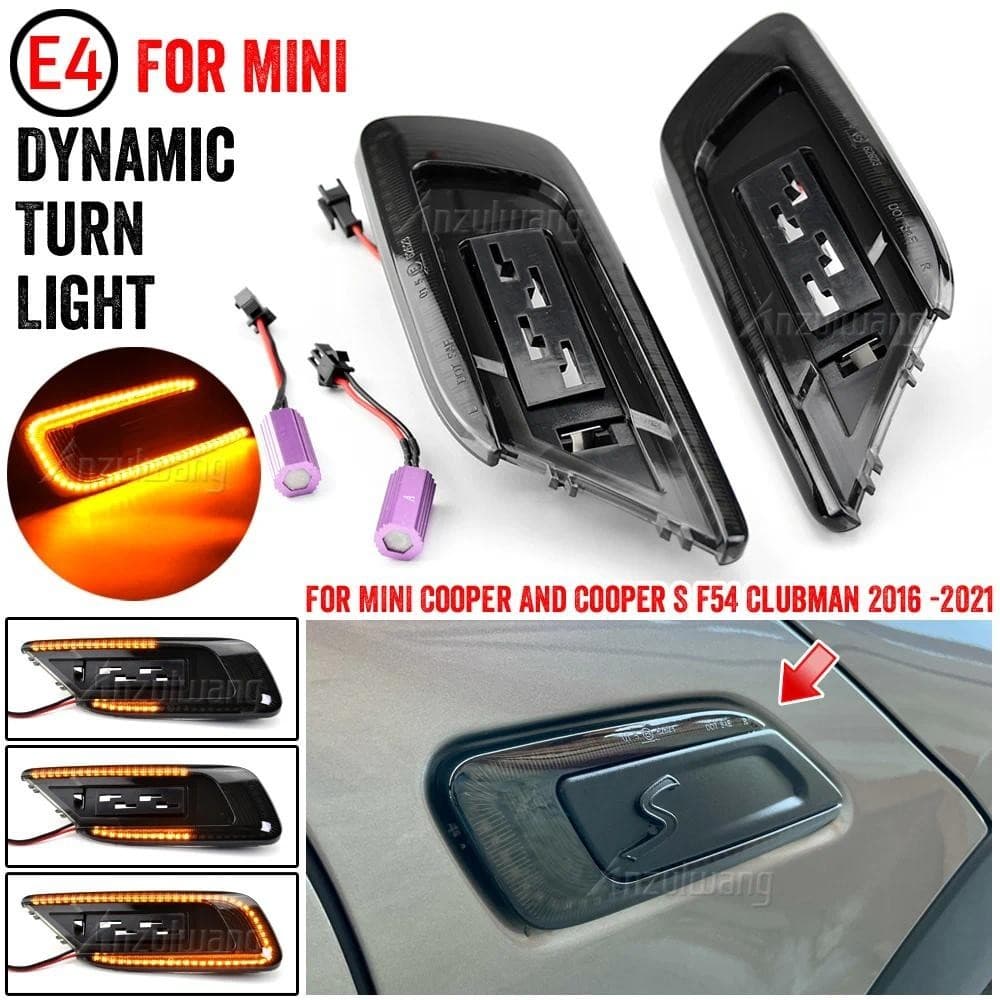 2 Pçs Se Encaixa Para Mini Clubman S F54 2016-2020 Fumado Sequencial Dinâmico Âmbar Led Luzes De Marcador Lateral Lâmpad